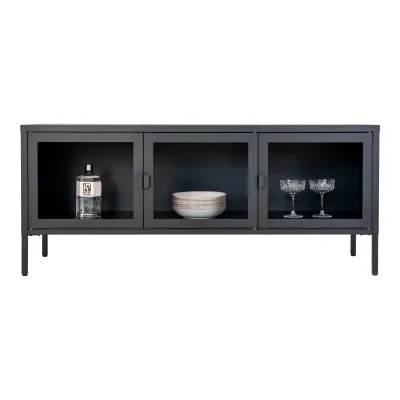 Brisbane TV-Board 3 Glastüren Stahl | Schwarz Brisbane TV-Board 3 Glastüren Stahl | Schwarz