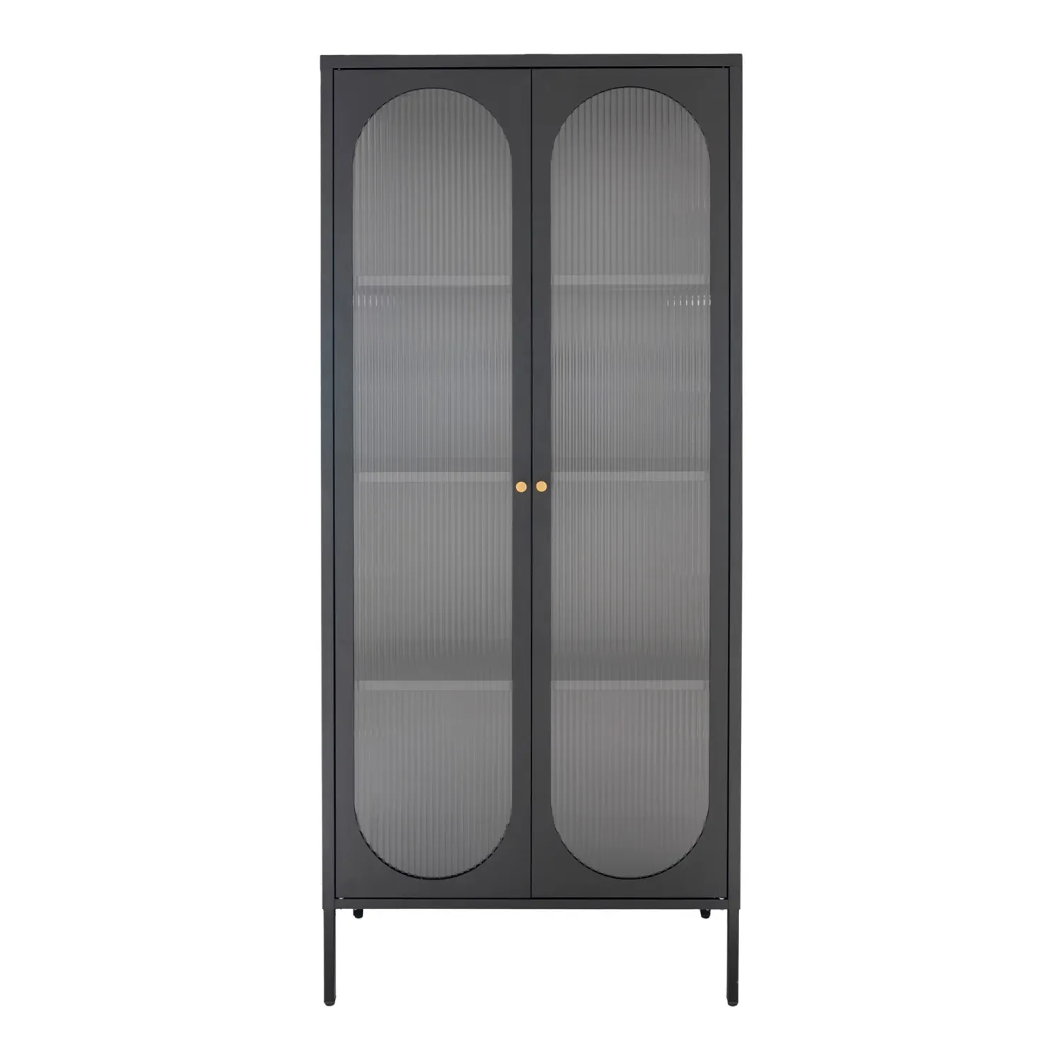 Adelaide-Schrank Vitrine 2 Türen Geriffeltes Glas Stahl | Schwarz Adelaide-Schrank Vitrine 2 Türen Geriffeltes Glas Stahl | Schwarz