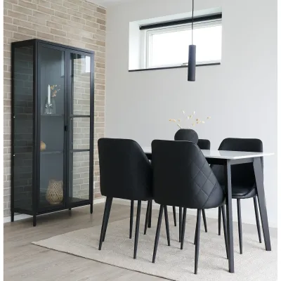 Brisbane-Schrank Vitrine 2 Glastüren Stahl | Schwarz