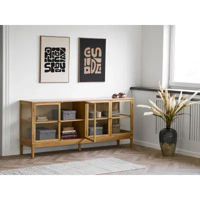 Zamora Sideboard Vitrine 4 Glastüren 1 Einlegeboden Eiche | Natur