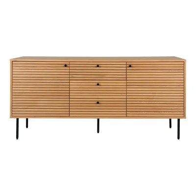 Kyoto Sideboard 3 Schubladen 2 Türen Eichenfurnier Natur Schwarze Metallbeine Kyoto Sideboard 3 Schubladen 2 Türen Eichenfurnier Natur Schwarze Metallbeine