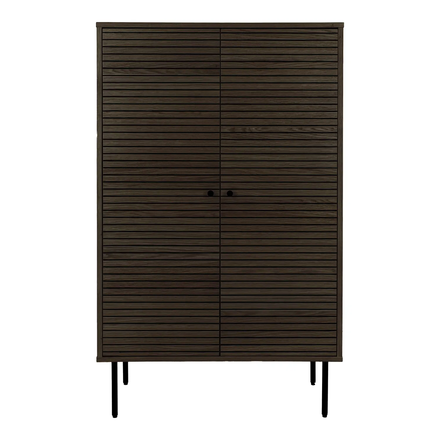 Kyoto Highboard 2 Türen Eichenfurnier Geräuchert Schwarze Metallbeine Kyoto Highboard 2 Türen Eichenfurnier Geräuchert Schwarze Metallbeine