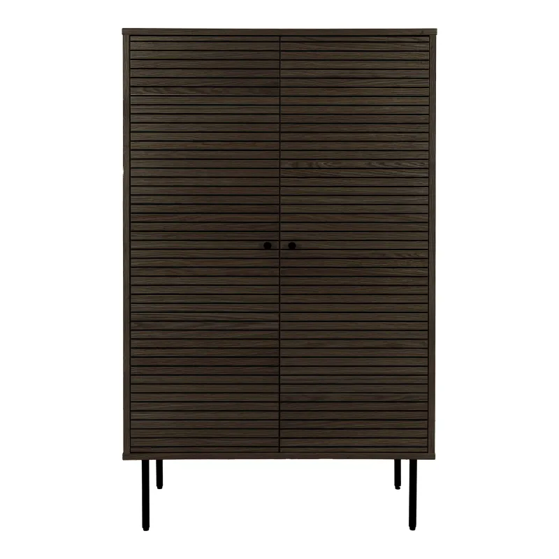 Kyoto Highboard 2 Türen Eichenfurnier Geräuchert Schwarze Metallbeine Kyoto Highboard 2 Türen Eichenfurnier Geräuchert Schwarze Metallbeine