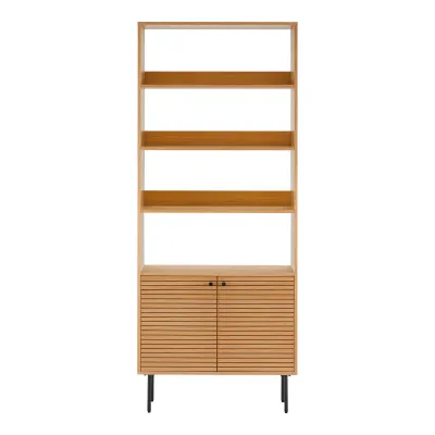 Kyoto Bücherregal 2 Türen 4 Regalböden Eichenfurnier Natur Schwarze Metallbeine Kyoto Bücherregal 2 Türen 4 Regalböden Eichenfurnier Natur Schwarze Metallbeine