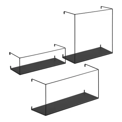 Ulmo Wandregal Stahl 3er-Set | Schwarz