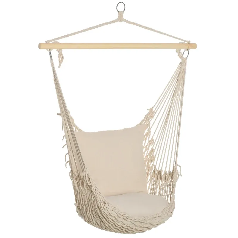 Outdoor Indoor Hängesessel Schaukel Kissen Baumwollgeflecht Belastbar 120kg | Weiss Outdoor Indoor Hängesessel Schaukel Kissen Baumwollgeflecht Belastbar 120kg | Weiss