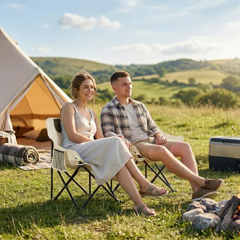 Campingstuhl Faltbar Stahlrahmen Stoffsitz Tragetasche | Weiss