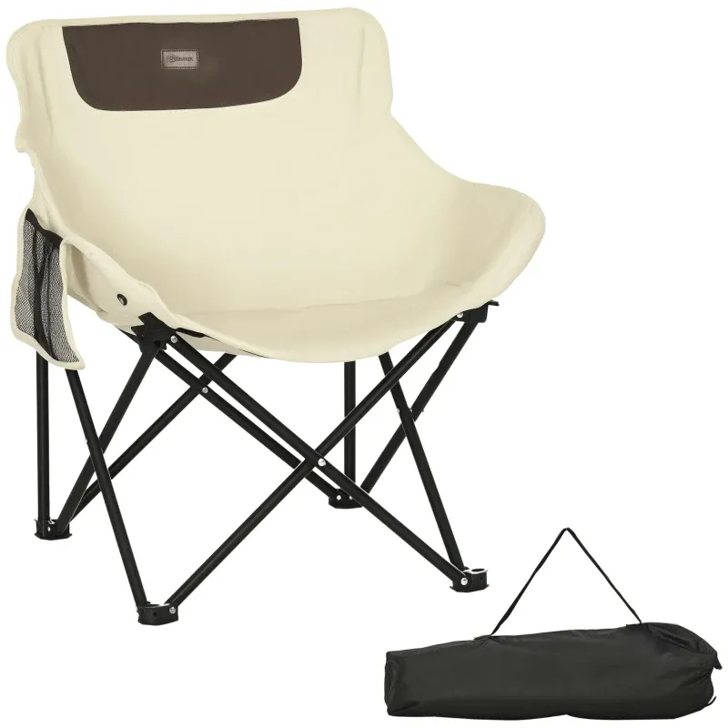 Campingstuhl Faltbar Stahlrahmen Stoffsitz Tragetasche | Weiss Campingstuhl Faltbar Stahlrahmen Stoffsitz Tragetasche | Weiss