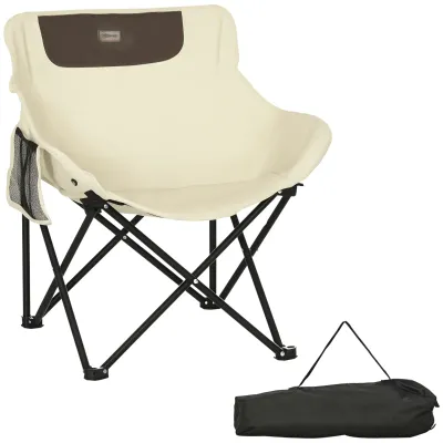 Campingstuhl Faltbar Stahlrahmen Stoffsitz Tragetasche | Weiss Campingstuhl Faltbar Stahlrahmen Stoffsitz Tragetasche | Weiss