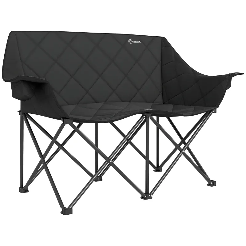 Campingstuhl 2 Sitzer Faltbar Tragetasche | Schwarz Campingstuhl 2 Sitzer Faltbar Tragetasche | Schwarz