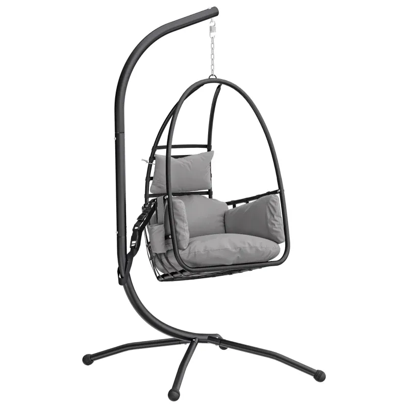 Hängesessel Ei-Design Gestell Klappbarer Korb, Belastbar 120kg | Dunkelgrau Hängesessel Ei-Design Gestell Klappbarer Korb, Belastbar 120kg | Dunkelgrau