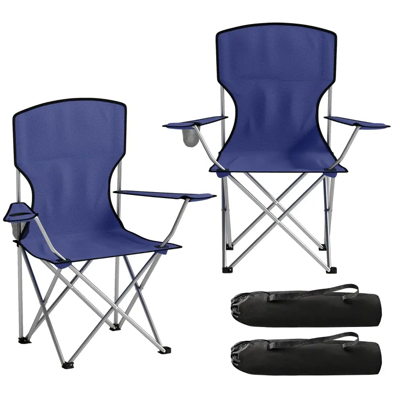 2er-Set Klapp-Campingstühle Becherhalter Tragetasche | Dunkelblau 2er-Set Klapp-Campingstühle Becherhalter Tragetasche | Dunkelblau