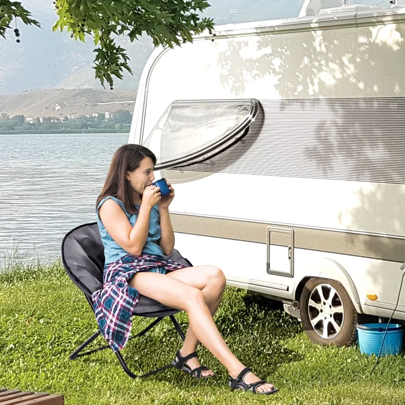 Campingstuhl Faltbar Campingsessel Lehne Klappstuh l Outdoor Stuhl | Grau