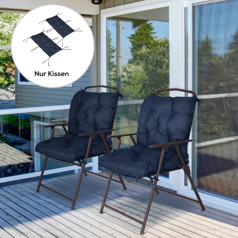 2er-Set Sitzkissen 98x50cm Stuhlkissen 8cm Dick | Dunkelblau
