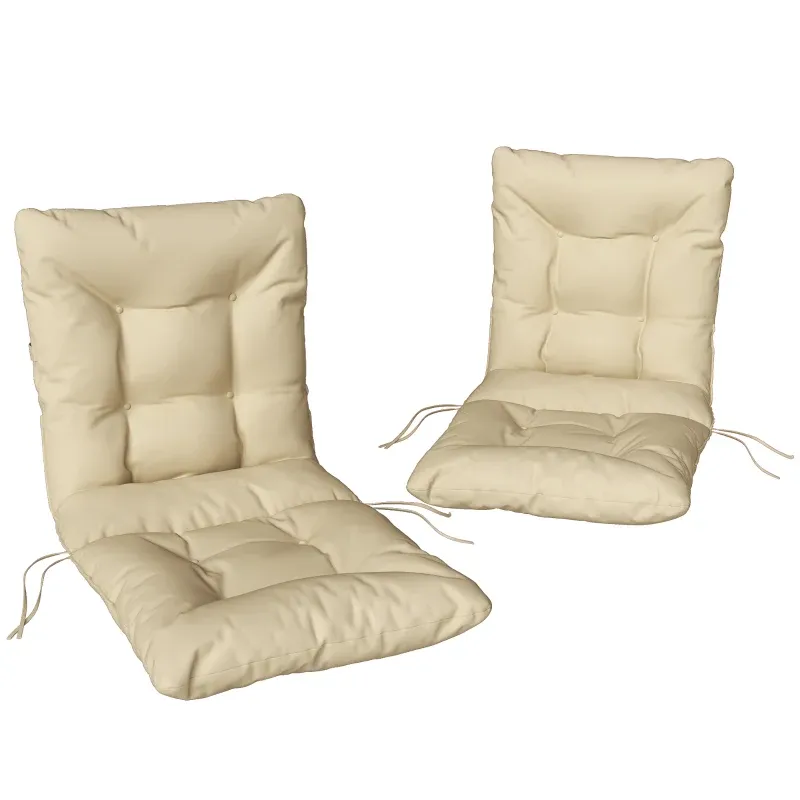 2er Set Outdoor-Sitzkissen Rückenlehne Bänder Wasserabweisend Polster | Beige 2er Set Outdoor-Sitzkissen Rückenlehne Bänder Wasserabweisend Polster | Beige
