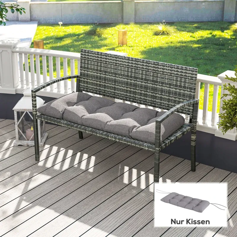 Bankauflage 105x46x12,5cm Bankkissen Bänder Outdoor Sitzkissen | Grau