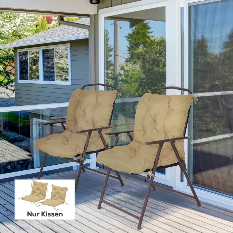 2er-Set Sitzkissen 98x50cm Stuhlkissen 8cm Dick | Khaki