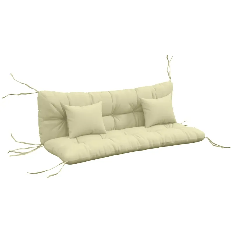4er-Set Sitzkissen 150x50cm Wasserabweisend Stuhlkissen Bindebänder Geknüpftes Design 10cm Dick | Cremeweiss 4er-Set Sitzkissen 150x50cm Wasserabweisend Stuhlkissen Bindebänder Geknüpftes Design 10cm Dick | Cremeweiss