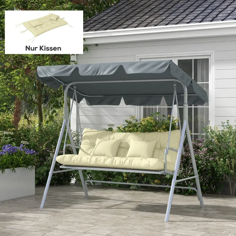 4er-Set Sitzkissen 150x50cm Wasserabweisend Stuhlkissen Bindebänder Geknüpftes Design 10cm Dick | Cremeweiss