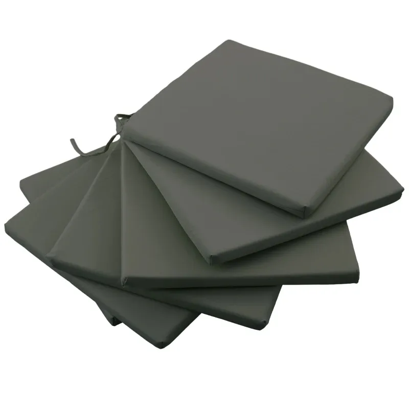 6 Gartenstuhlkissen Outdoor Polsterung 3cm Polyesterstoff | Dunkelgrau 6 Gartenstuhlkissen Outdoor Polsterung 3cm Polyesterstoff | Dunkelgrau