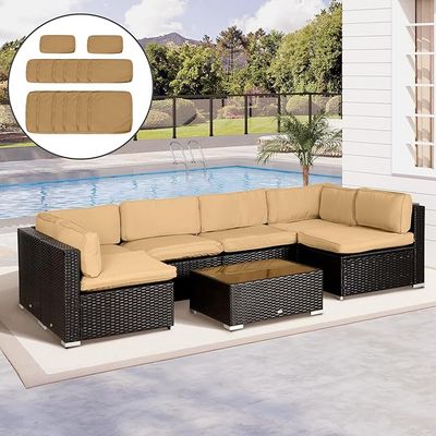 14er Set Ersatzbezüge Gartenmöbelkissen 6 Sitzkissenbezüge 8 Rückenkissenbezüge | Braun