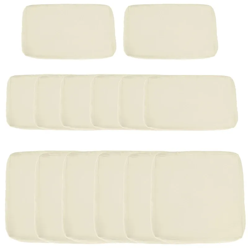14 Ersatzbezüge Gartenmöbelkissen 6 Sitzkissenbezüge 8 Rückenkissenbezüge Reissverschluss Polyester | Beige 14 Ersatzbezüge Gartenmöbelkissen 6 Sitzkissenbezüge 8 Rückenkissenbezüge Reissverschluss Polyester | Beige
