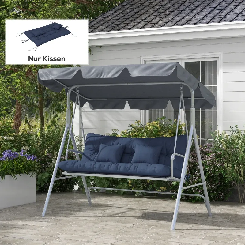 4er-Set Sitzkissen 150x50cm Wasserabweisend Stuhlkissen Hollywoodschaukel 10cm Dick | Marineblau