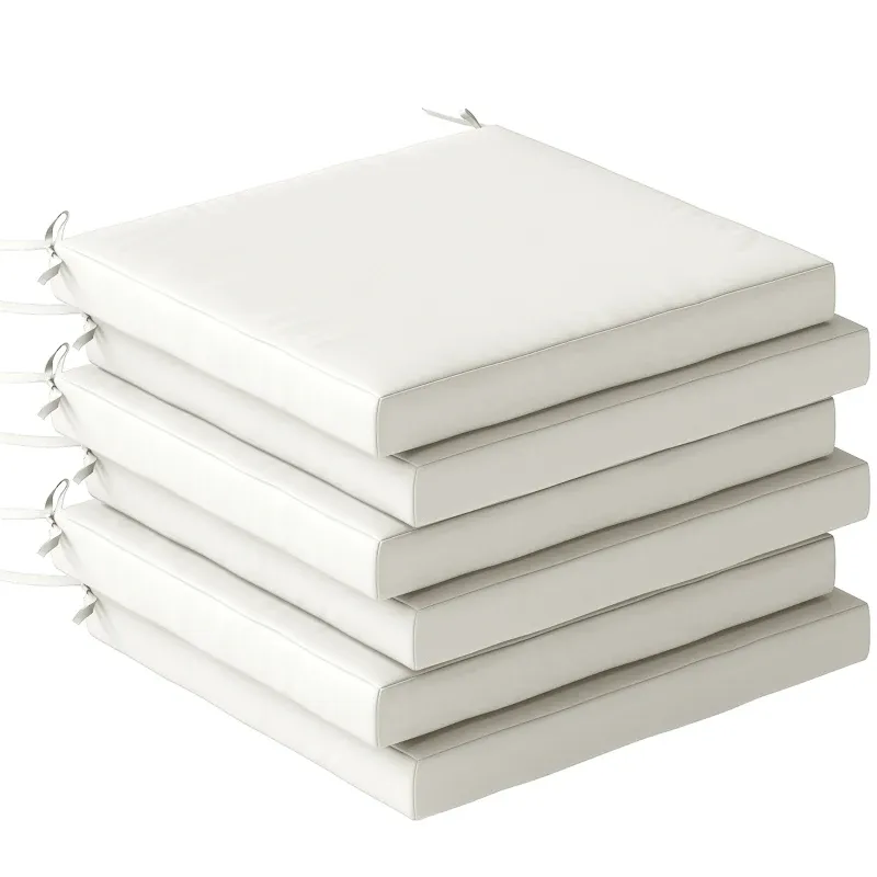 6er Set Sitzkissen Esszimmerstühle Waschbarer Bezug Bänder Wasserabweisend UV-beständig | Creme 6er Set Sitzkissen Esszimmerstühle Waschbarer Bezug Bänder Wasserabweisend UV-beständig | Creme