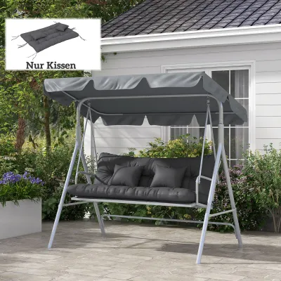 4er-Set Sitzauflage 150x50cm für Bank oder Hollywoodschaukel 10cm Dick | Dunkelgrau
