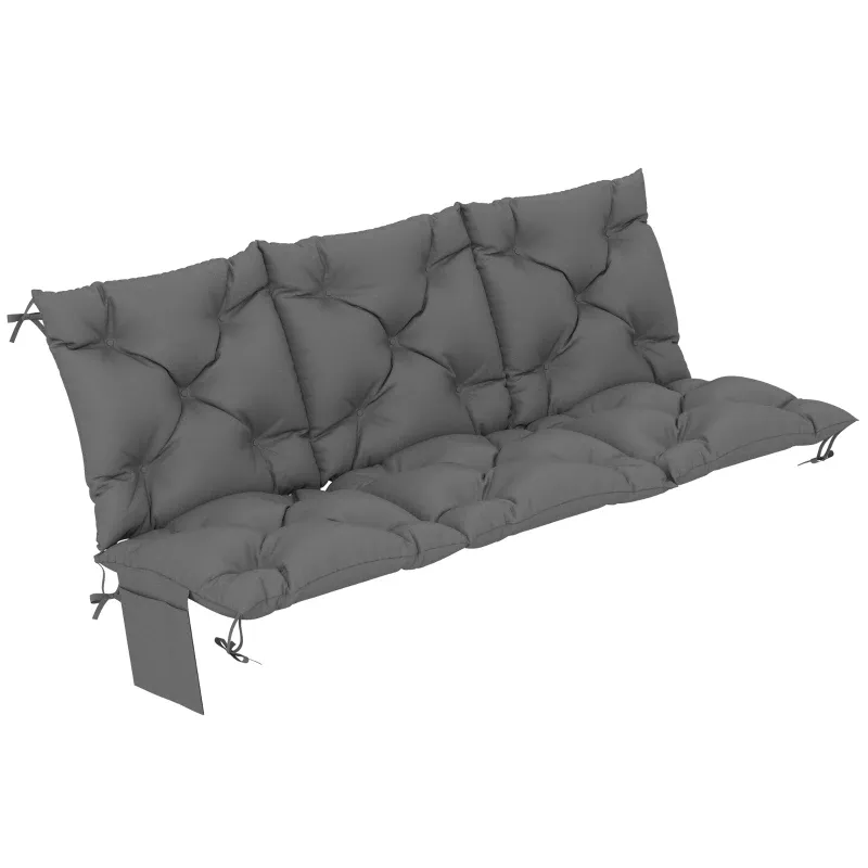 Bankauflage 150x100x10cm 3-Sitzer Bankkissen mit Rückenlehne Seitentasche | Dunkelgrau Bankauflage 150x100x10cm 3-Sitzer Bankkissen mit Rückenlehne Seitentasche | Dunkelgrau