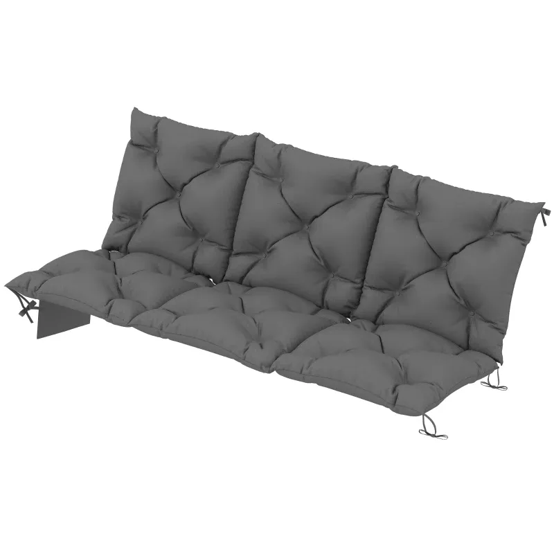 Bankauflage 150x100x10cm 3-Sitzer Bankkissen mit Rückenlehne Seitentasche | Dunkelgrau