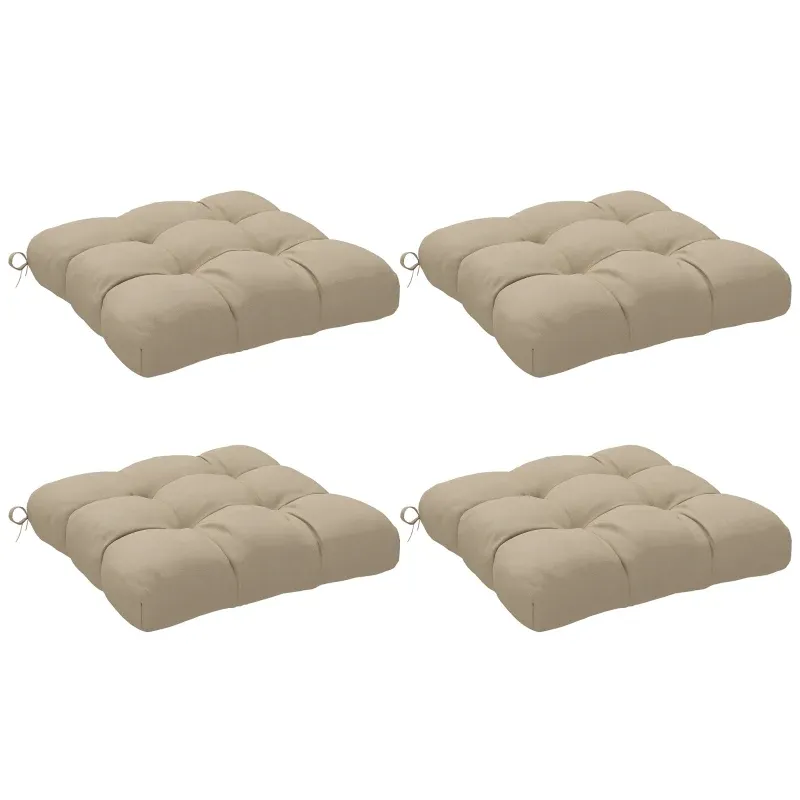 4er Set Gartenstuhlkissen Gepolsterte Outdoor-Kissen 10cm Dick Befestigungen | Khaki 4er Set Gartenstuhlkissen Gepolsterte Outdoor-Kissen 10cm Dick Befestigungen | Khaki