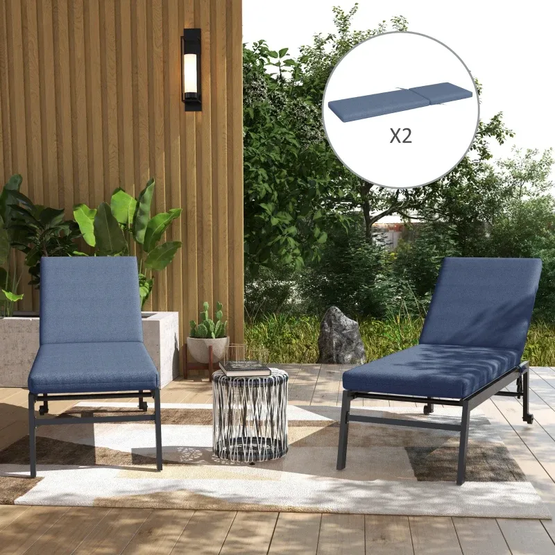 2er Set Liegestuhl-Auflagen Sonnenliege Garten | Blau 2er Set Liegestuhl-Auflagen Sonnenliege Garten | Blau