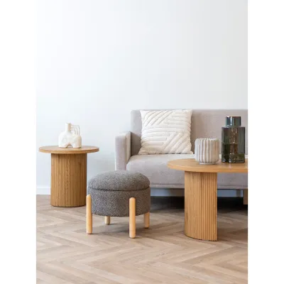Medas Pouf Stauraum | Braun/Naturfarben