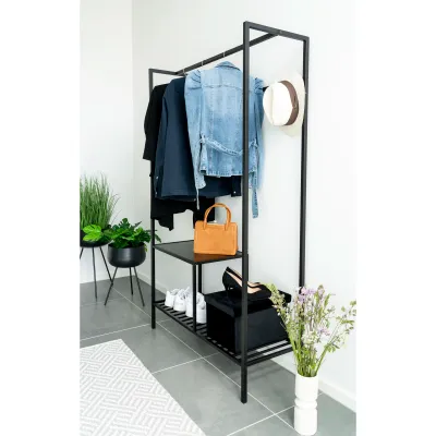 Vita Garderobe Kleiderschrank 2 Einlegeböden | Schwarz
