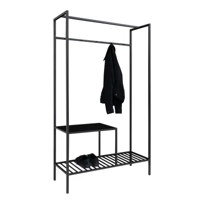 Vita Garderobe Kleiderschrank 2 Einlegeböden | Schwarz Vita Garderobe Kleiderschrank 2 Einlegeböden | Schwarz
