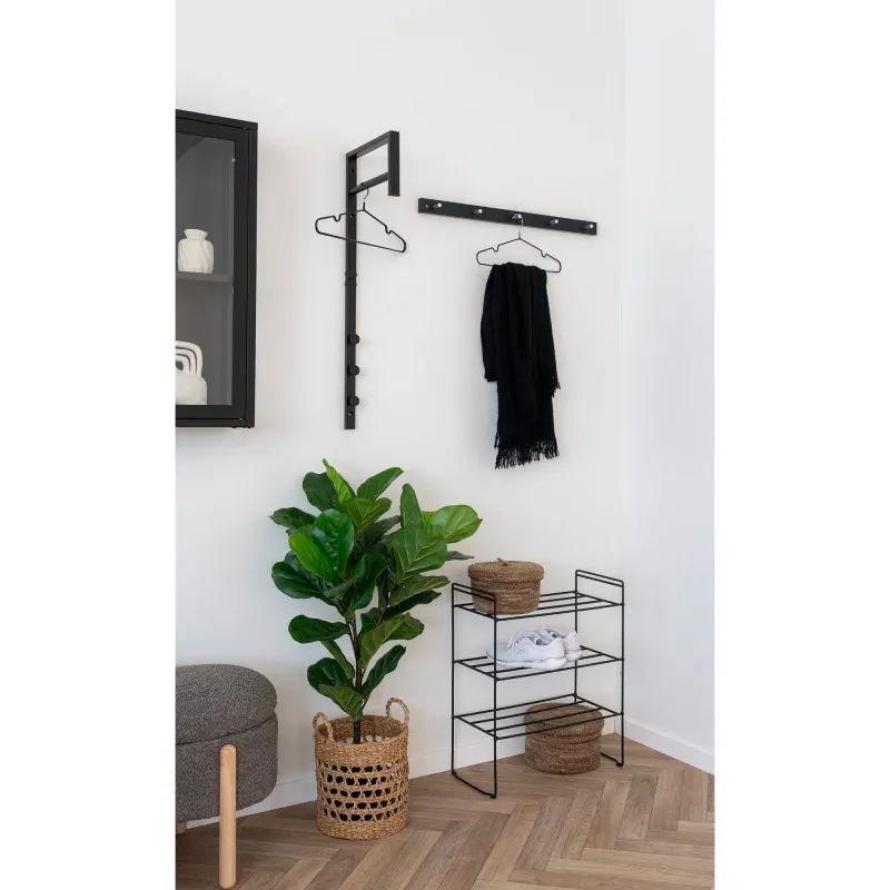 Garderobe Kleiderhaken Padova Holz/Metall 5 Haken | Schwarz