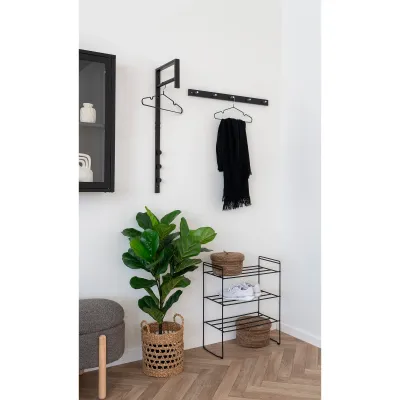 Garderobe Kleiderhaken Padova Holz/Metall 5 Haken | Schwarz