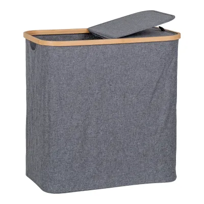 Noto Wäschekorb Bambus/Textil | Dunkelgrau