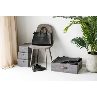 3er-Set Noto Aufbewahrungsboxen Textil Dunkelgrau