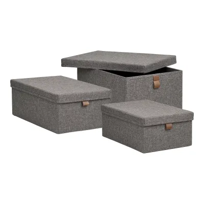 3er-Set Noto Aufbewahrungsboxen Textil Dunkelgrau 3er-Set Noto Aufbewahrungsboxen Textil Dunkelgrau