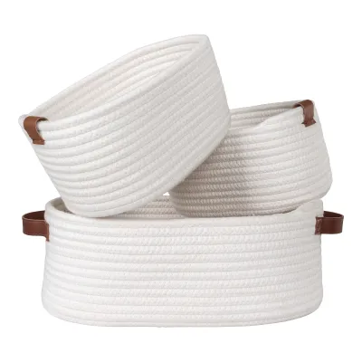 Jarana-Körbe Baumwolle Weiss 3er-Set