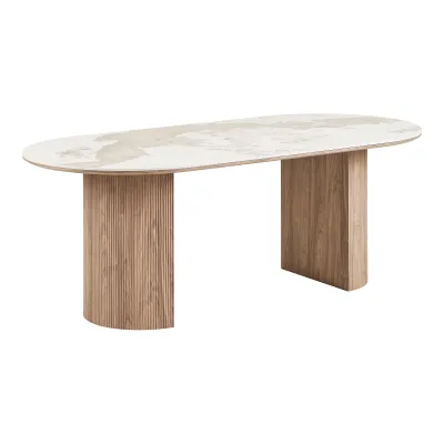Esstisch Athen Keramikplatte | Weiss/Braun 100x210x76 cm Esstisch Athen Keramikplatte | Weiss/Braun 100x210x76 cm