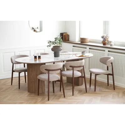 Esstisch Athen Keramikplatte | Weiss/Braun 100x210x76 cm
