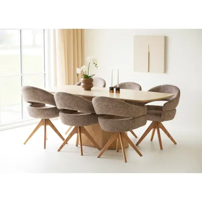 Noli Esstisch Keramikplatte/Eschenfurnier Travertinoptik/Natur 90x200x76 cm