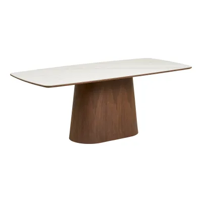 Noli Esstisch Keramikplatte/Eschenfurnier Weiss/Dunkelbraun 90x200x76 cm