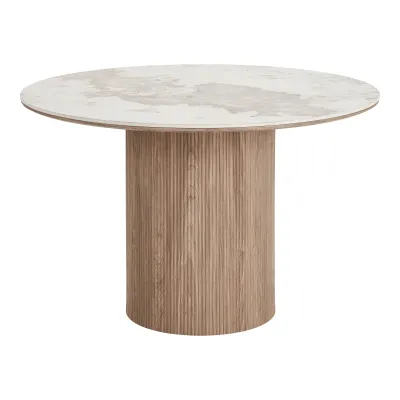 Esstisch Rund Athen Keramikplatte | Weiss/Braun ø120x76 cm