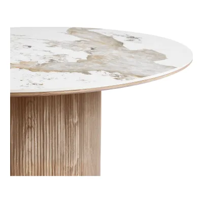 Esstisch Athen rund mit Keramikplatte | Weiss/Braun ø140x76 cm