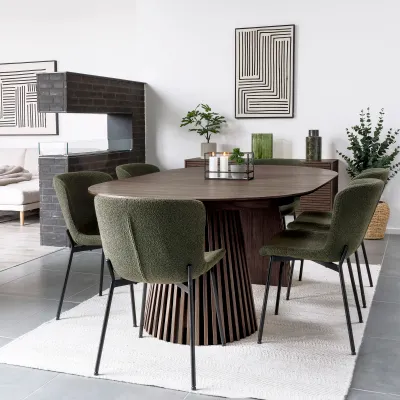 Osaka Esstisch Eichenfurnier Geräuchert Inkl. 2 Verlängerungsplatten Rund ø120x120-160-200x75 cm