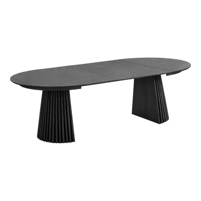 Osaka Esstisch Eichenfurnier Schwarz Inkl. 3 Verlängerungsplatten Rund FSC® 100% ø120x120-160-200-240x75 cm Osaka Esstisch Eichenfurnier Schwarz Inkl. 3 Verlängerungsplatten Rund FSC® 100% ø120x120-160-200-240x75 cm